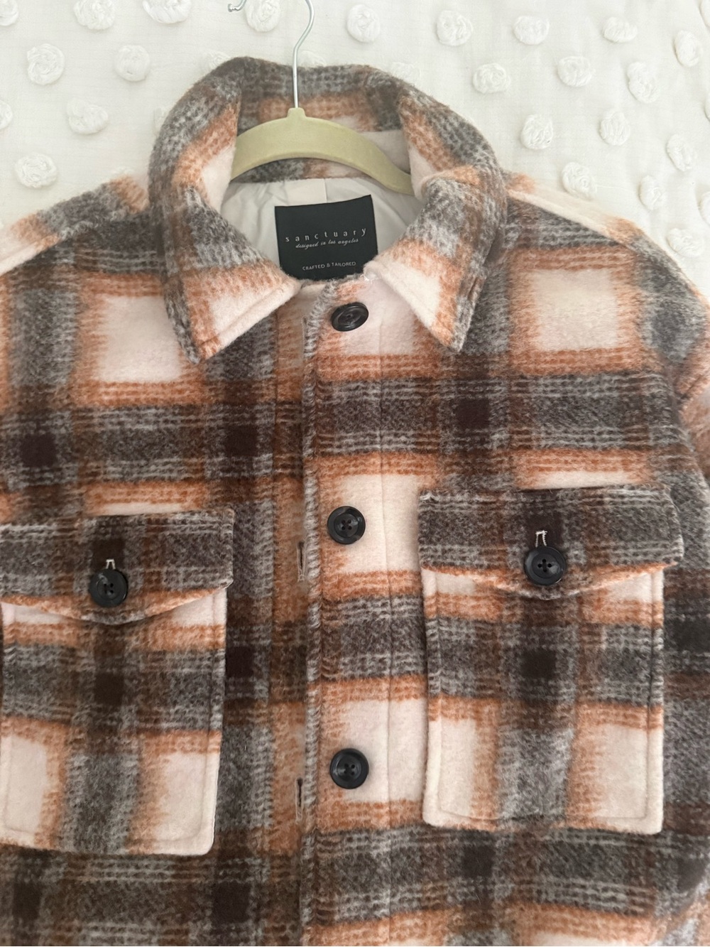 Sanctuary Brown & Cream Plaid Button-Up Jacket - Picture 3 of 7